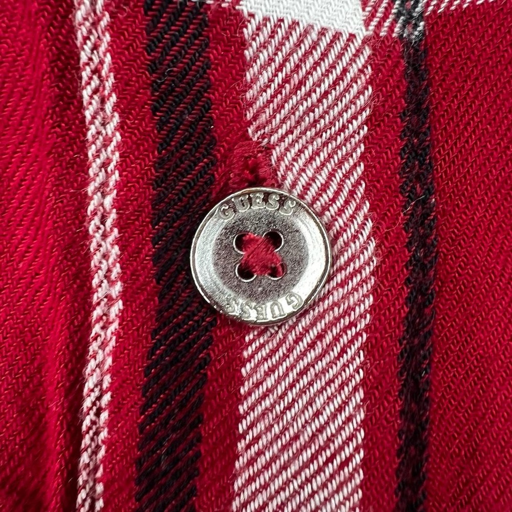 GUESS Plaid Button Up Long Sleeve Button Pockets at Chest Shirt‎ Viscose Size XS - Picture 6 of 13